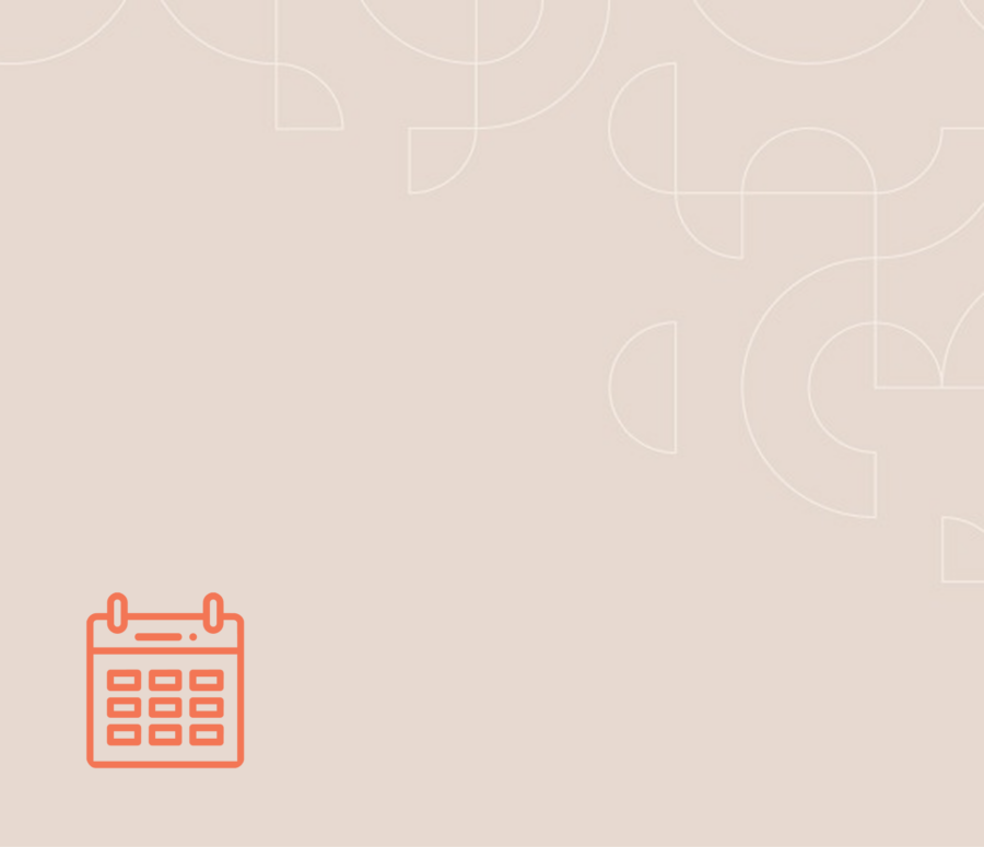 A minimalist calendar icon in orange is positioned in the bottom left corner of a beige background with abstract white geometric line patterns, evoking a subtle reminder of important dates related to QPR Training and suicide prevention.